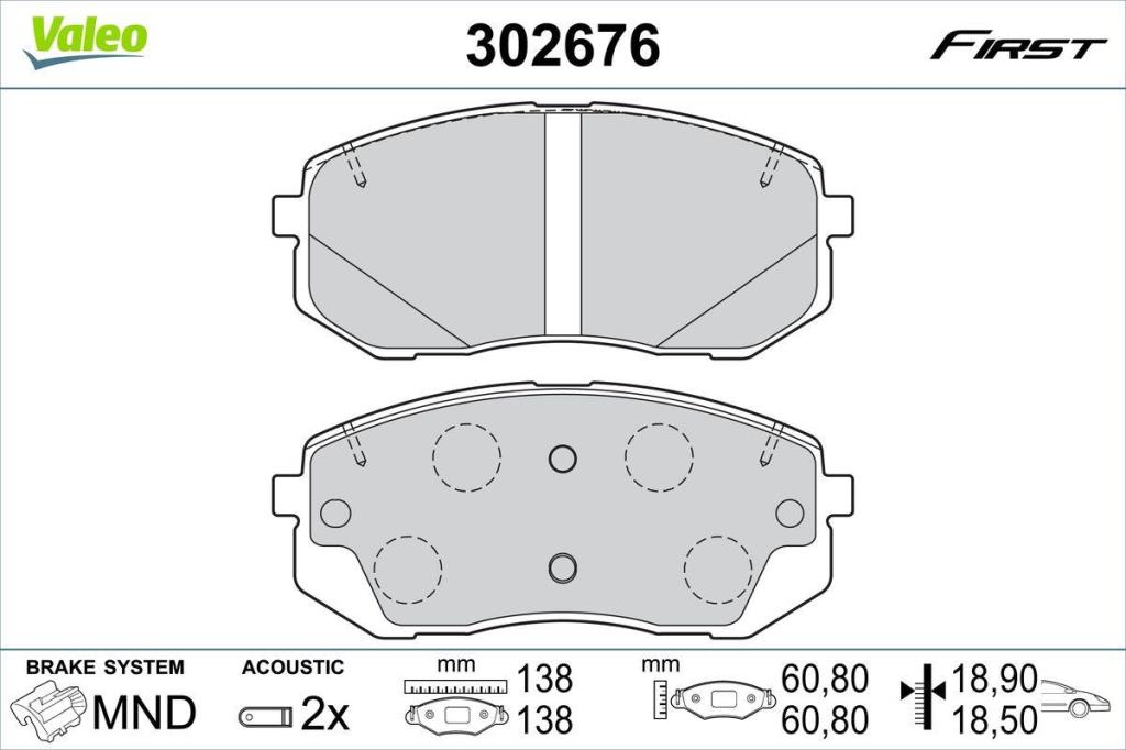 Jeu de 4 plaquettes de frein VALEO ref. 302676